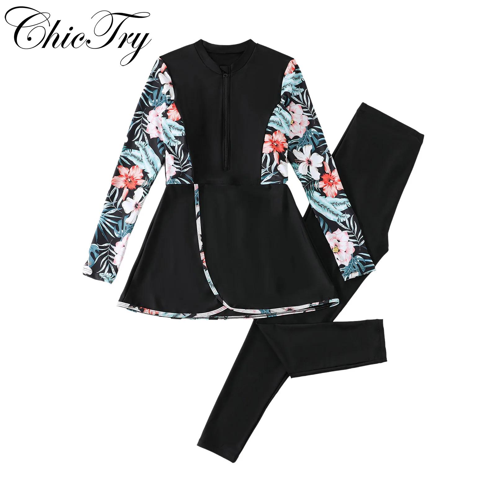 Romper Floral Print - Womens Swim Romper Rash Gurad Long