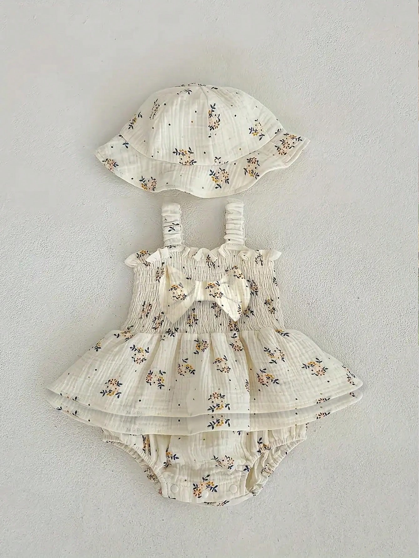 Romper Floral Print - Infant Baby Girl Summer Bow Decor