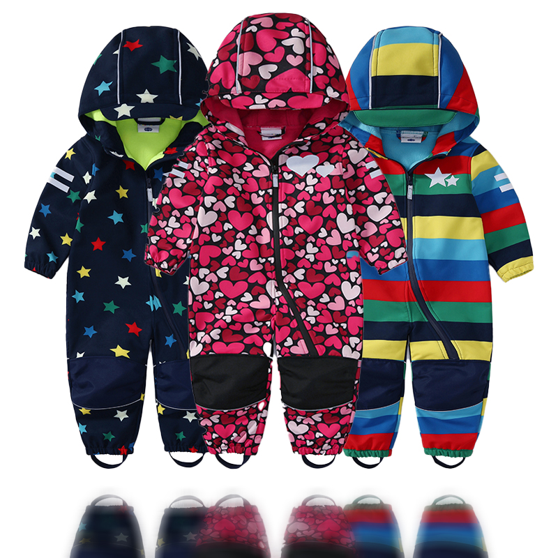 Romper Floral Print - Children's soft shell waterproof jumpsuit for