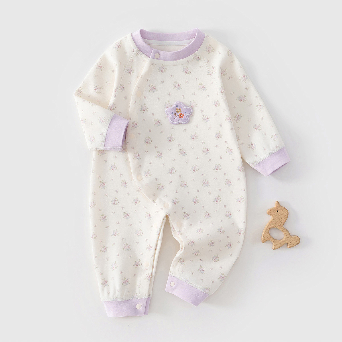 Romper Floral Print - Somenie Girls' Newborn Long-Sleeve Onesie for