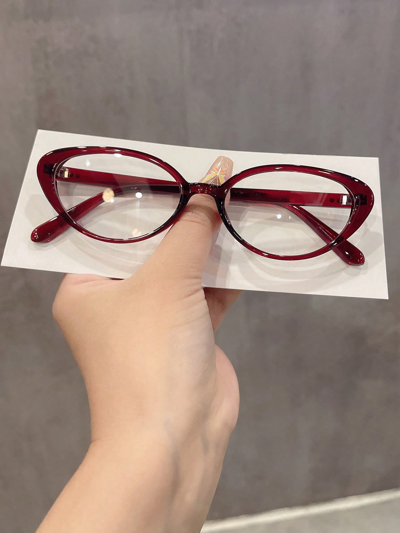 Sunglasses Cat Eye - Women Burgundy Rivet Cat Eye Flat