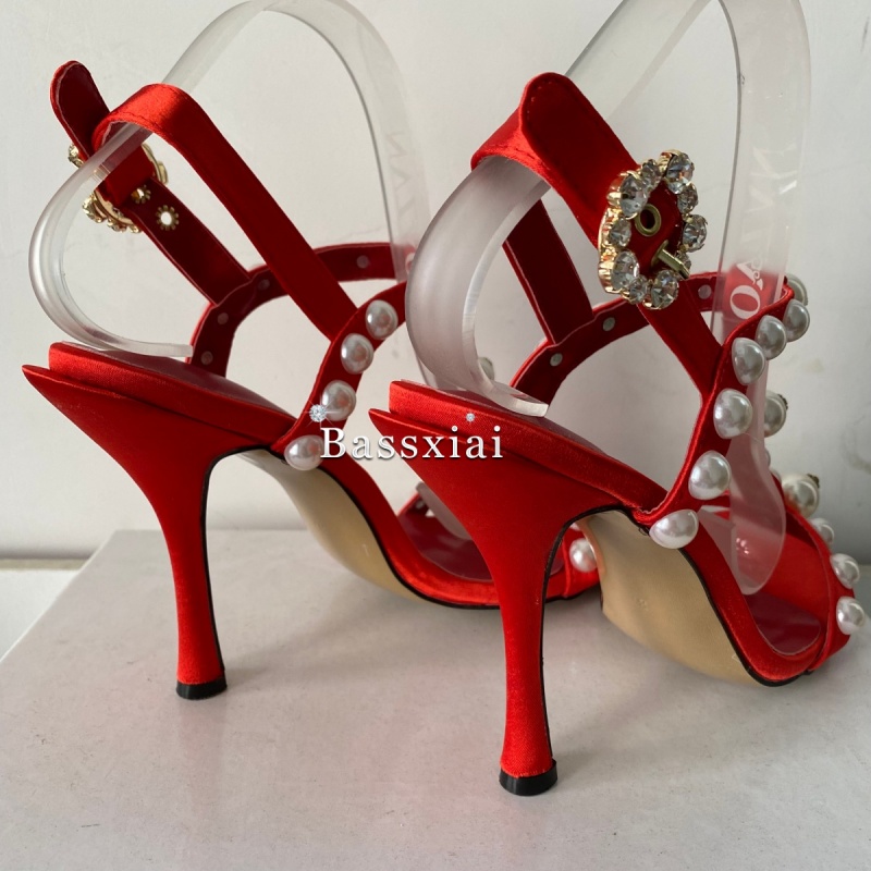 Pearl Bead Decor T-Strap Stile - Sandal Strappy Heeled avis et prix