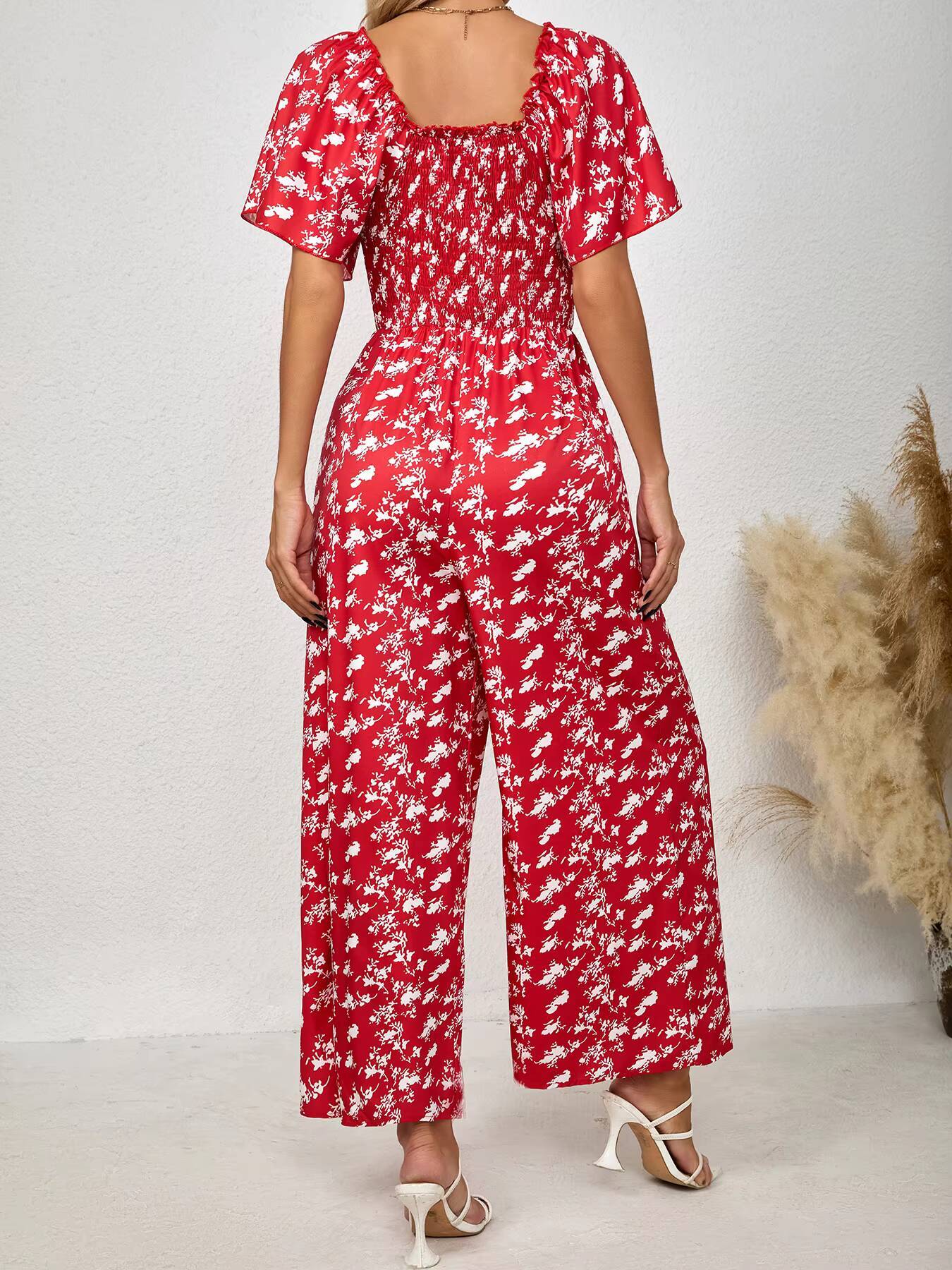 Women's Red Jumpsuit Floral Pr - Romper Floral Print avis et prix