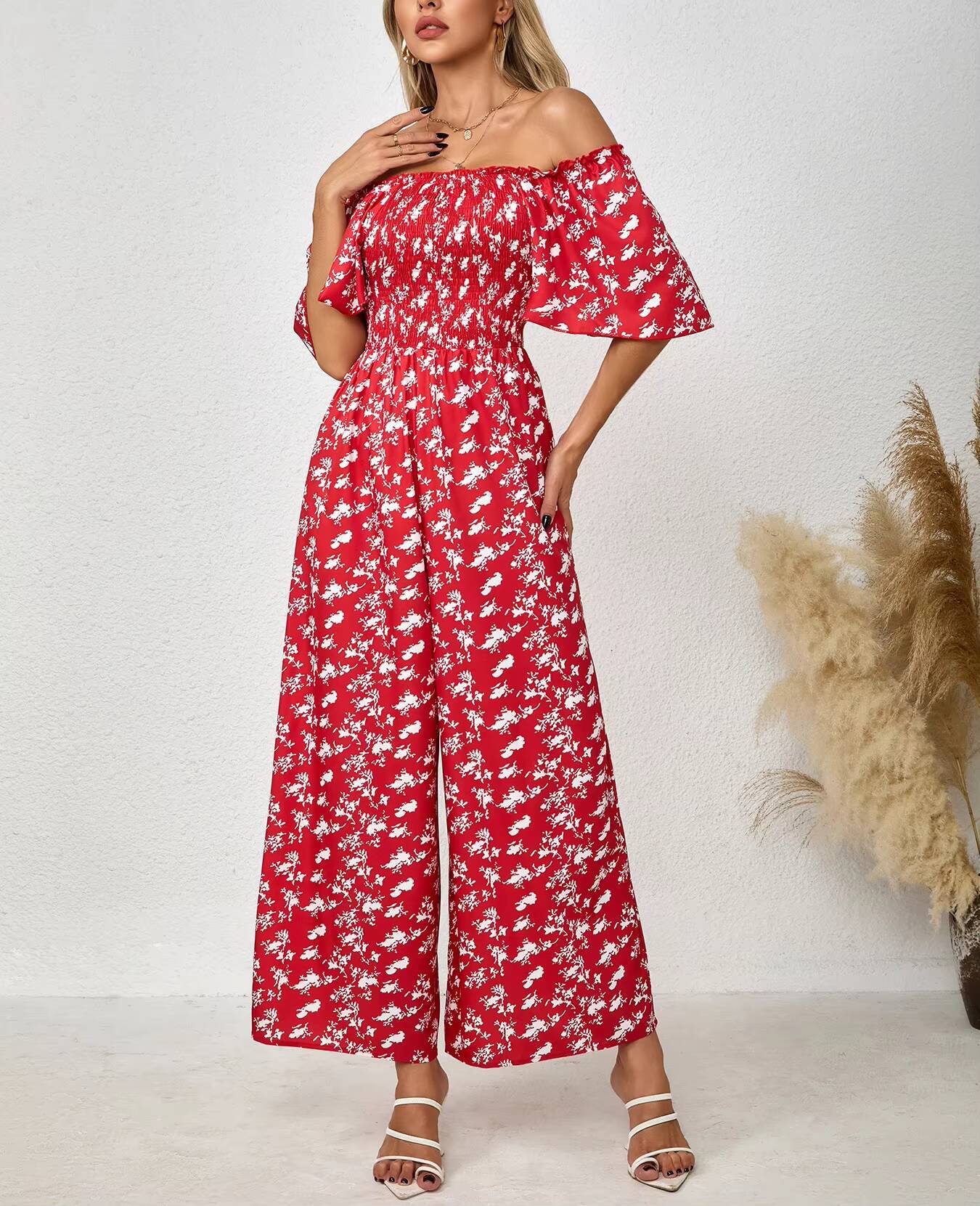 Women's Red Jumpsuit Floral Pr - Romper Floral Print avis et prix
