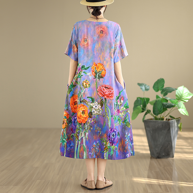 High-End Women's Cotton Lin Dr - Midi Skirt Floral avis et prix