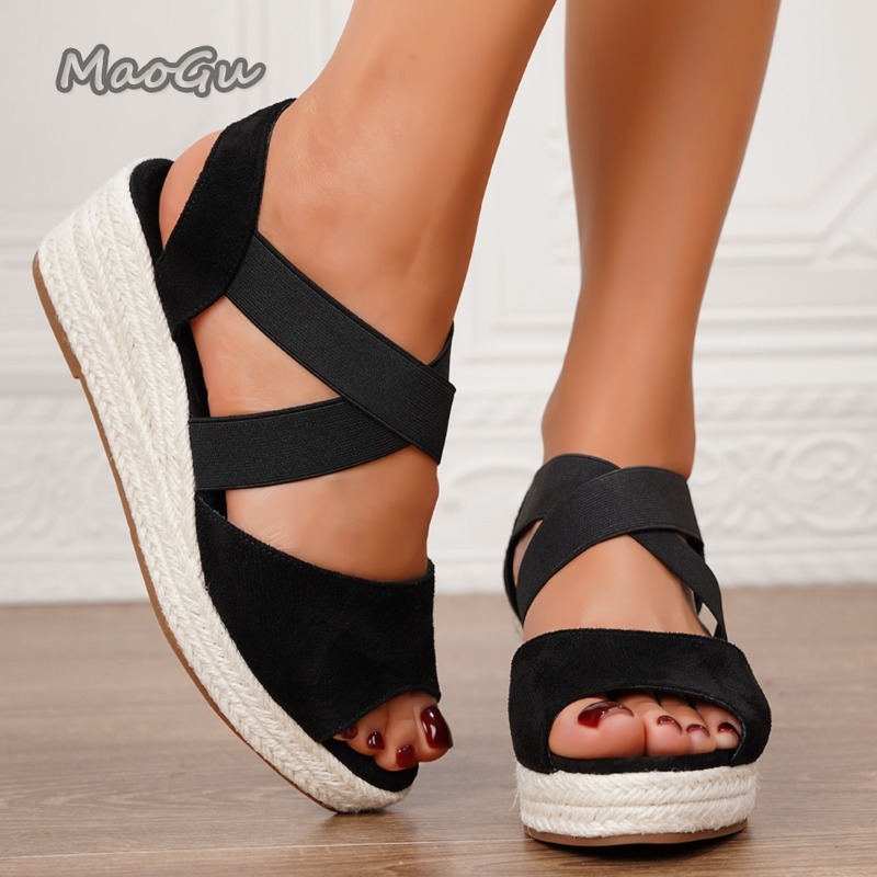 Women's Elastic Strap Espadril - Wedge Espadrille Women avis et prix