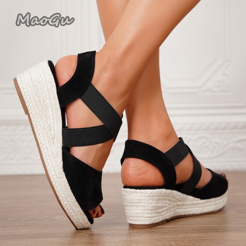 Women's Elastic Strap Espadril - Wedge Espadrille Women avis et prix
