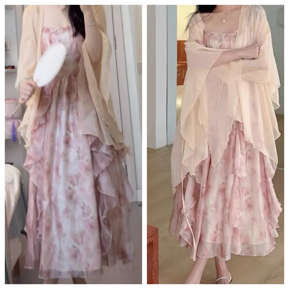 Women Watercolor Peach Floral  - Kimono Sheer Floral avis et prix