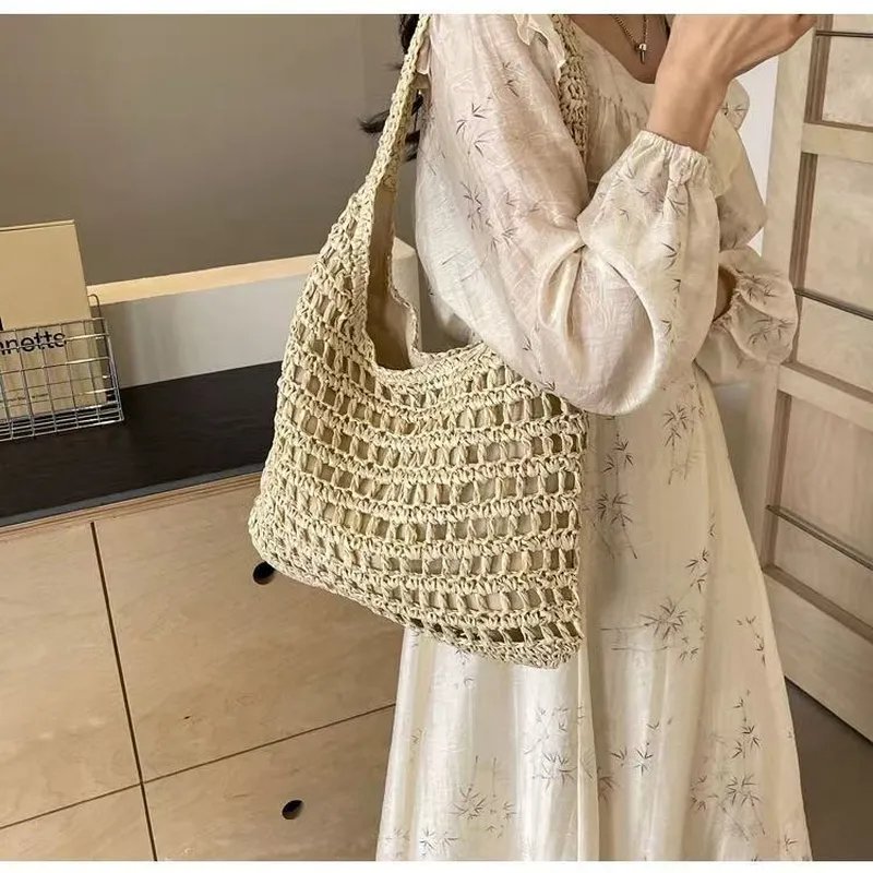 Hollow Woven Straw Tote Bag On - Tote Bag Beach avis et prix