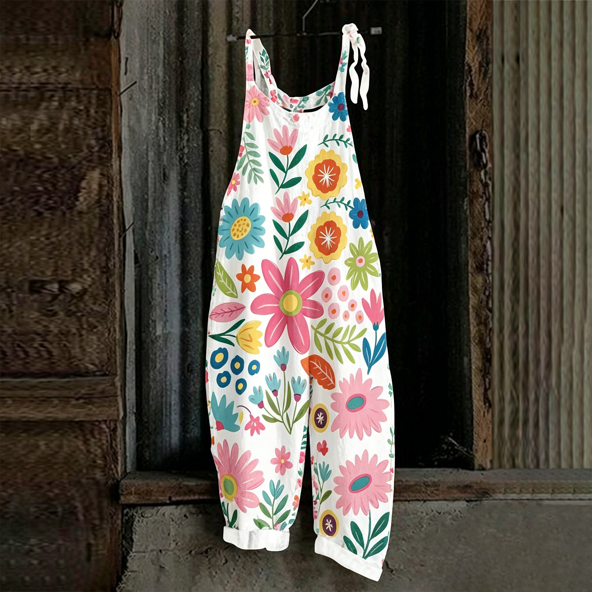 Women Sleeveless Bib Overalls  - Romper Floral Print avis et prix