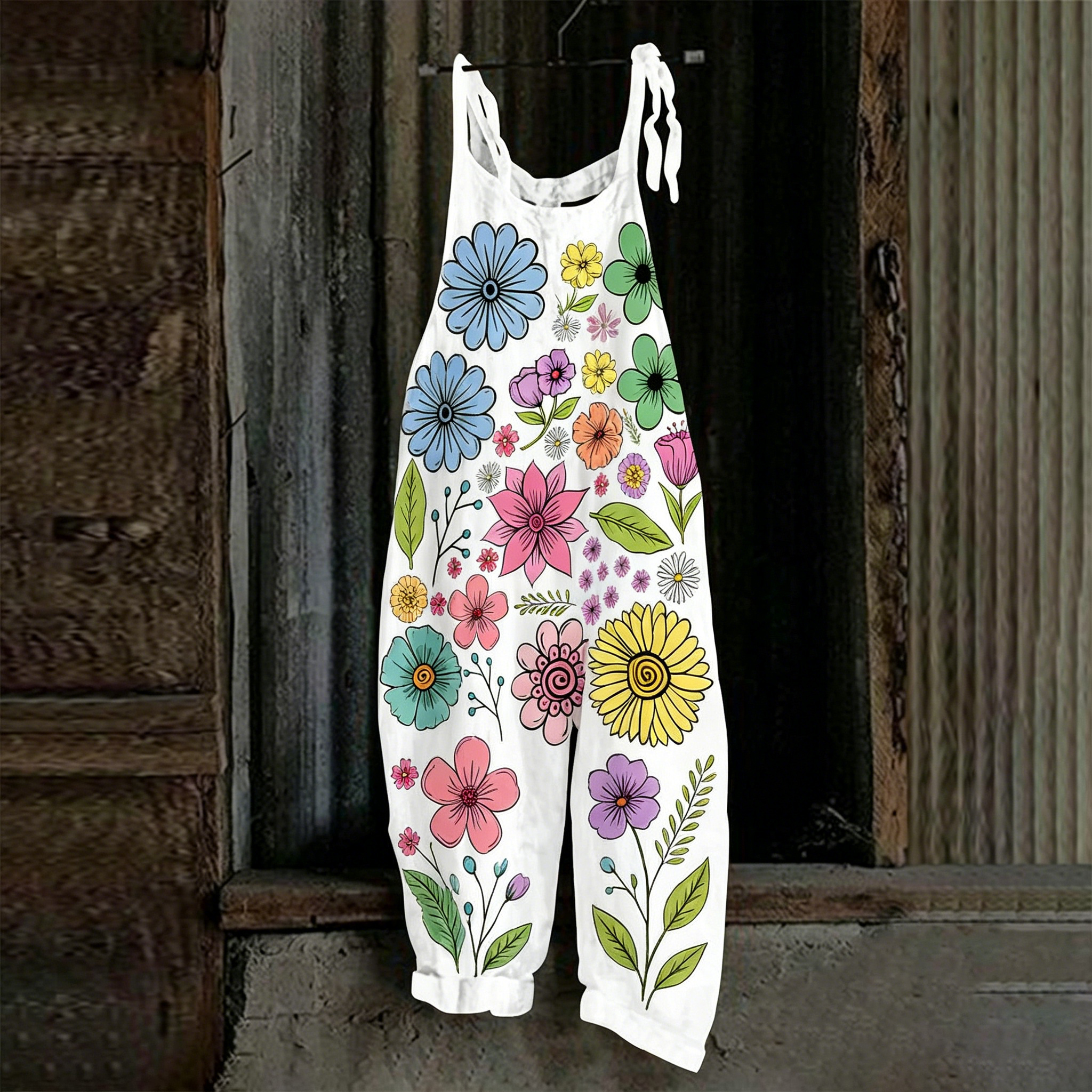 Women Sleeveless Bib Overalls  - Romper Floral Print avis et prix
