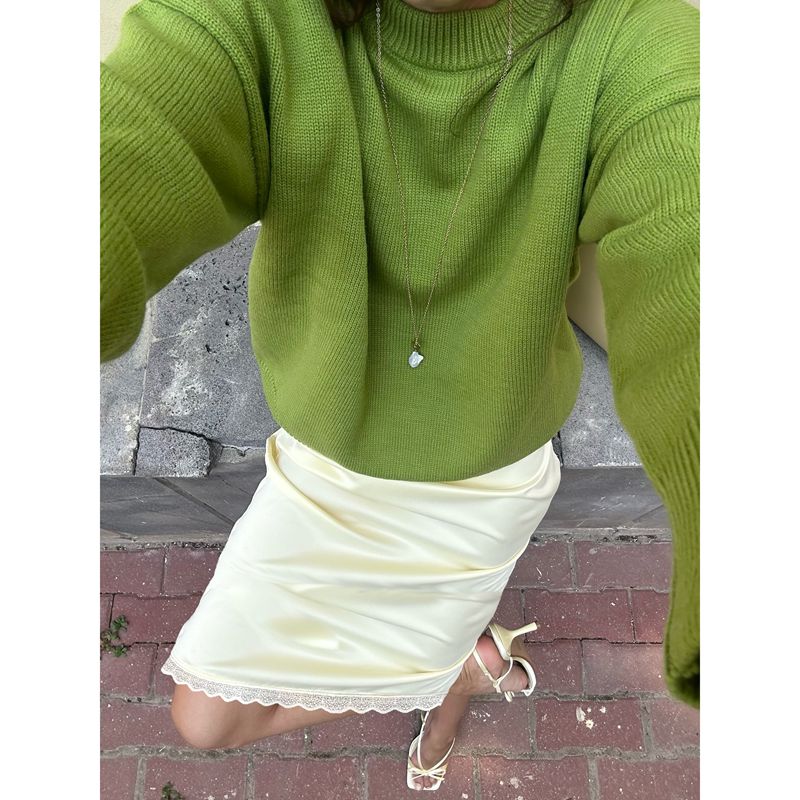 Women Satin Silk Midi Straight - Midi Skirt Floral avis et prix