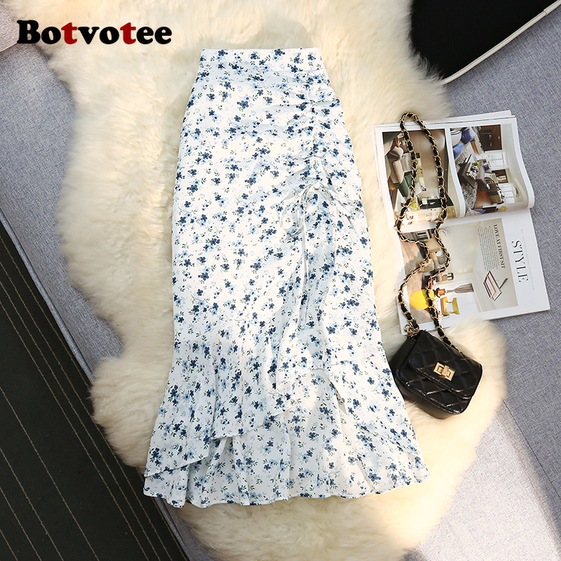 Botvotee Trumpet Chiffon Flora - Midi Skirt Floral avis et prix