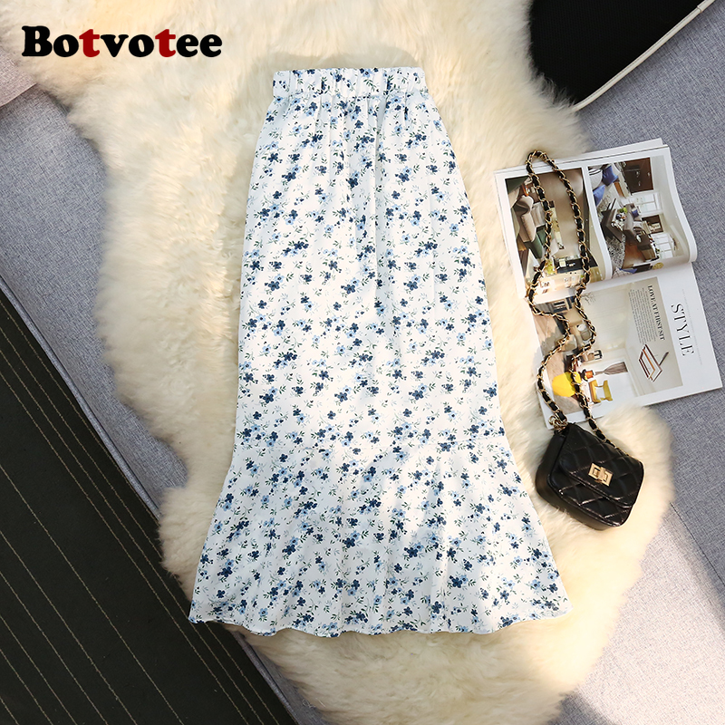 Botvotee Trumpet Chiffon Flora - Midi Skirt Floral avis et prix