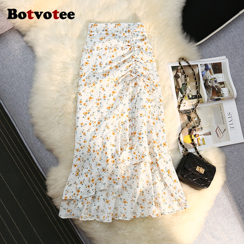 Botvotee Trumpet Chiffon Flora - Midi Skirt Floral avis et prix