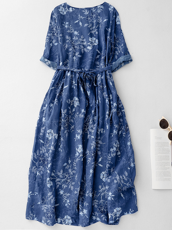 Blue Floral Print Midi Skirt D - Midi Skirt Floral avis et prix