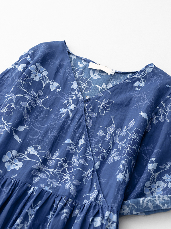 Blue Floral Print Midi Skirt D - Midi Skirt Floral avis et prix