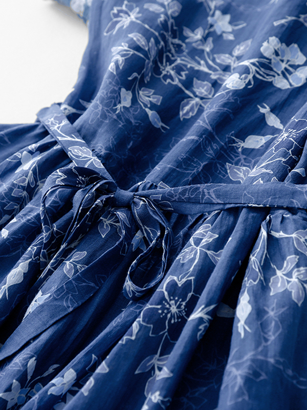 Blue Floral Print Midi Skirt D - Midi Skirt Floral avis et prix