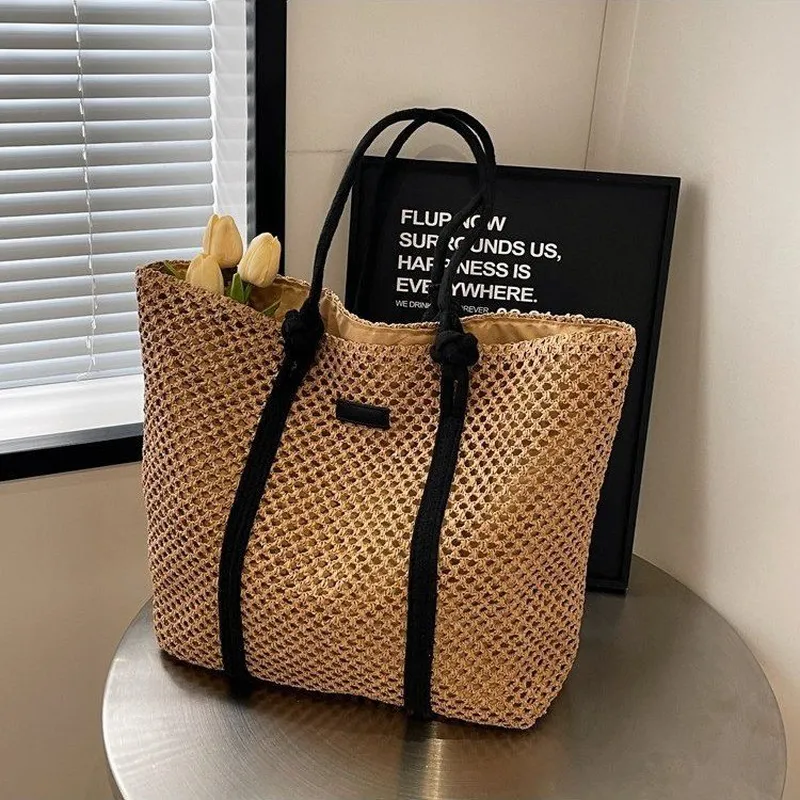 Hollow Straw Woven Tote Bag fo - Tote Bag Beach avis et prix