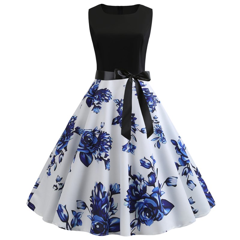 Retro Floral Print Maxi Dress  - Midi Skirt Floral avis et prix