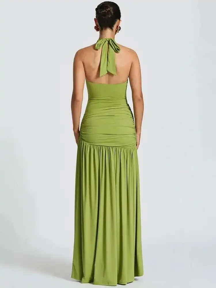 Elegant Sexy Split Backless Ma - Maxi Dress Halter avis et prix