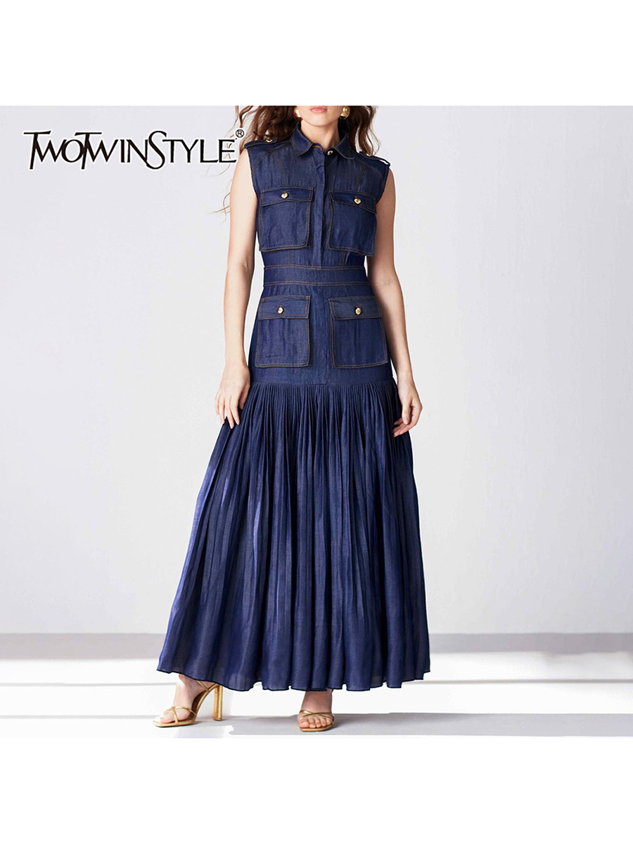 TWOTWINSTYLE Patchwork Pockets - Linen Dress Wrap avis et prix