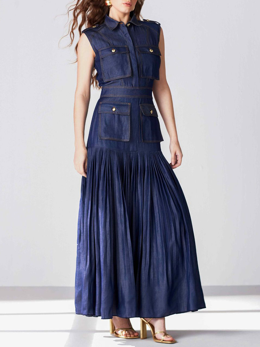 TWOTWINSTYLE Patchwork Pockets - Linen Dress Wrap avis et prix