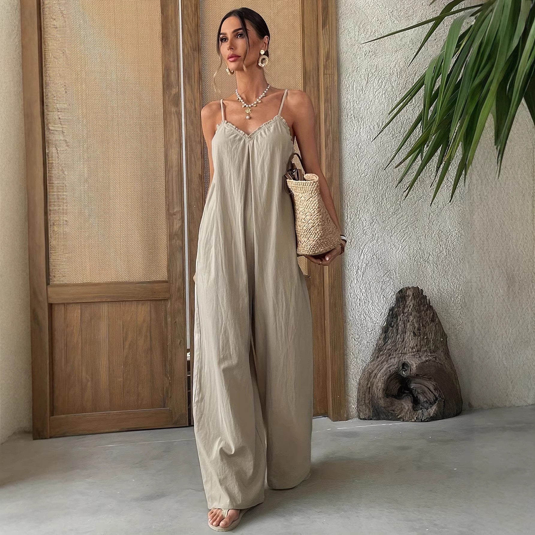 Summer Woman Jumpsuit Sleevele - Jumpsuit Linen Relaxed avis et prix