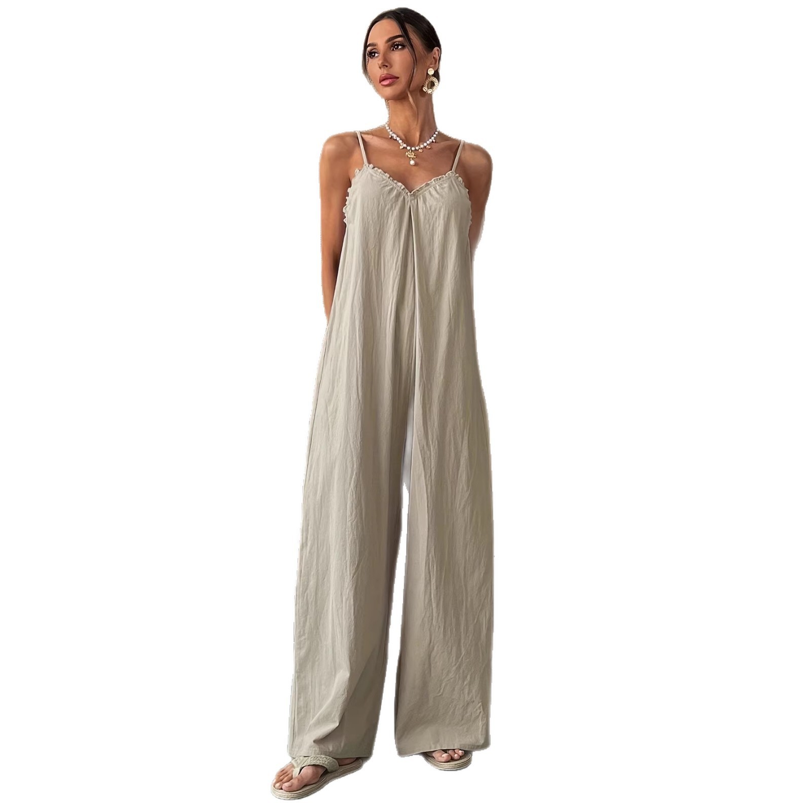 Summer Woman Jumpsuit Sleevele - Jumpsuit Linen Relaxed avis et prix