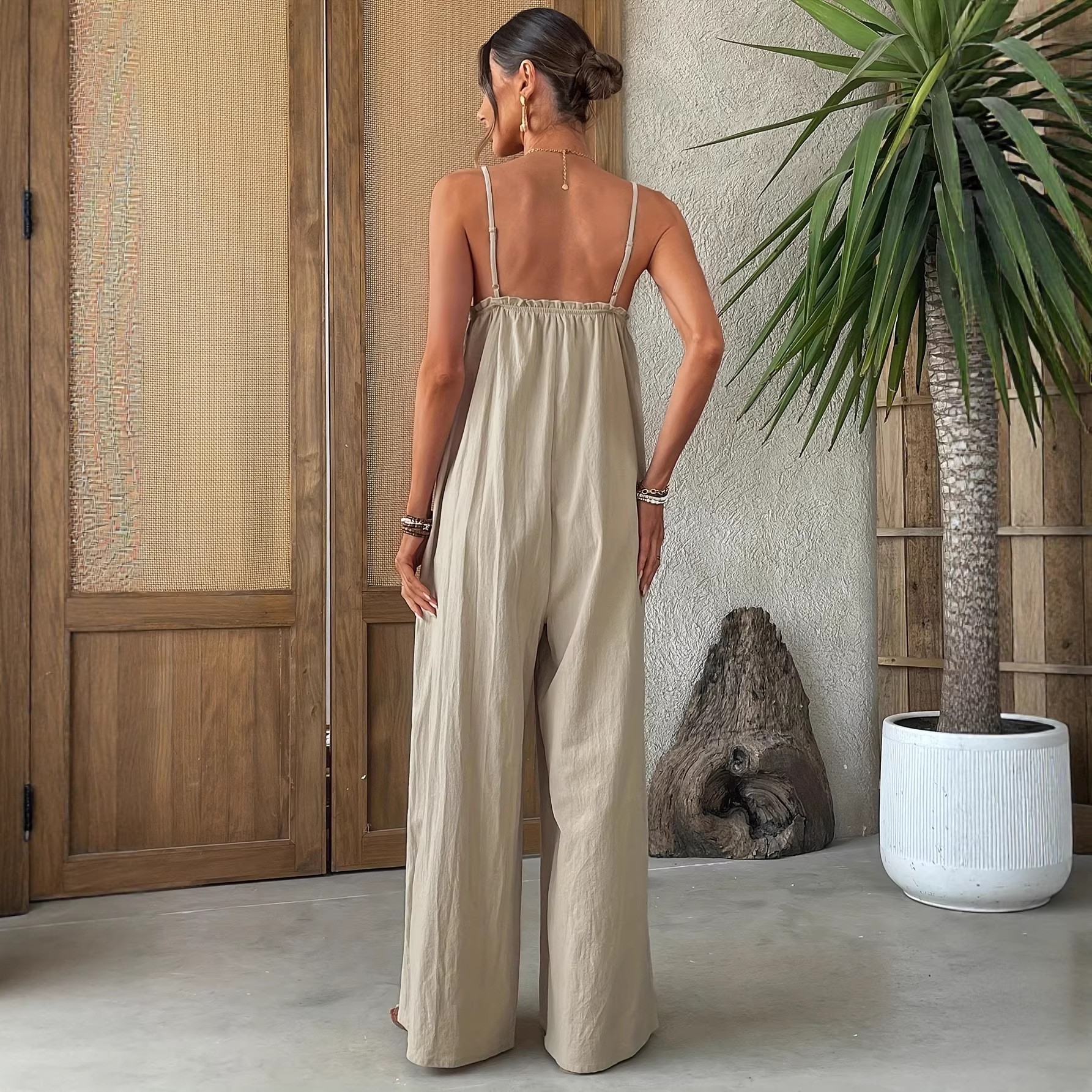 Summer Woman Jumpsuit Sleevele - Jumpsuit Linen Relaxed avis et prix