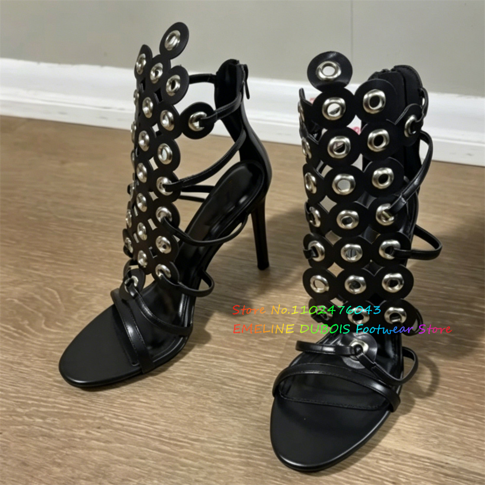 Gold Metal Circle Decor High H - Sandal Strappy Heeled avis et prix