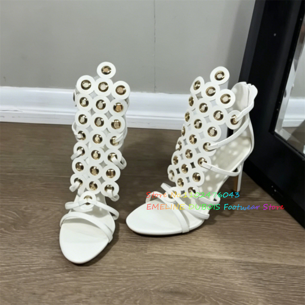 Gold Metal Circle Decor High H - Sandal Strappy Heeled avis et prix