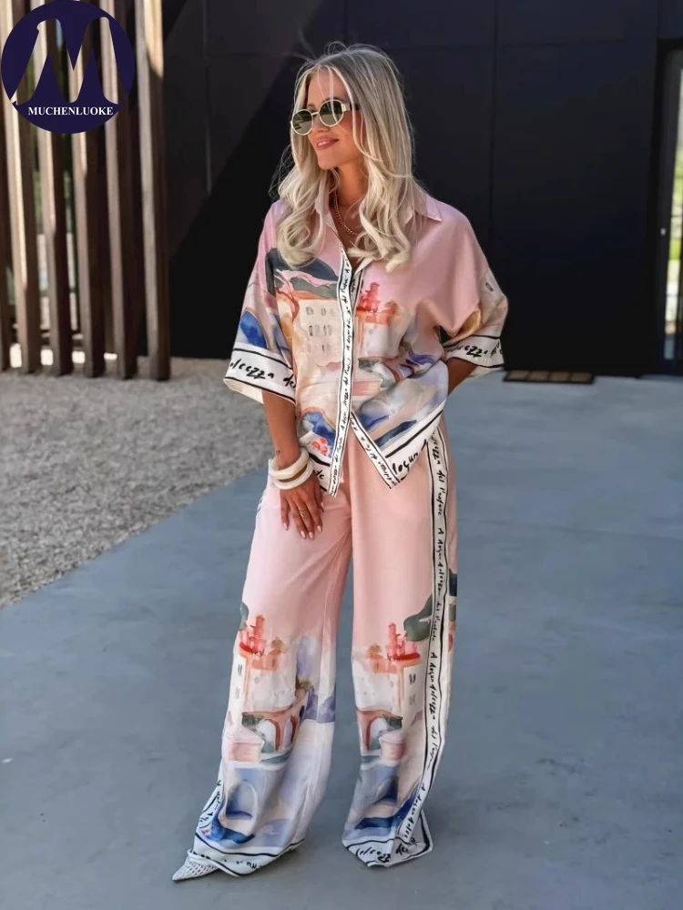 2 Pieces Set for Woman Summer  - Linen Pant Wide avis et prix