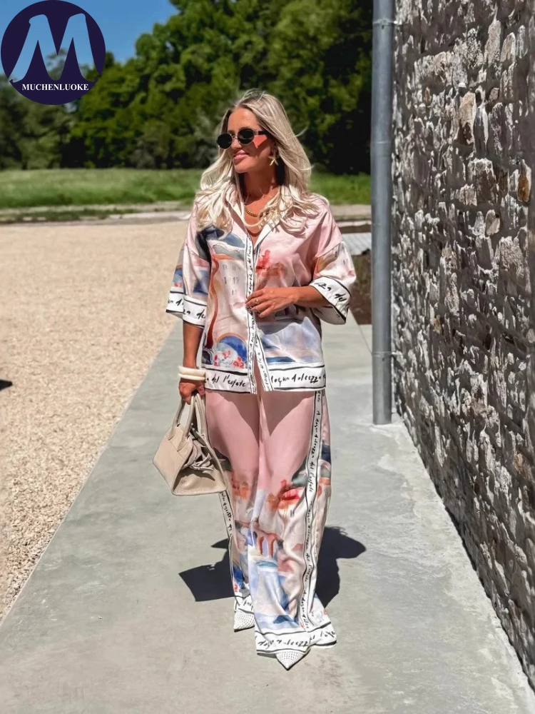 2 Pieces Set for Woman Summer  - Linen Pant Wide avis et prix