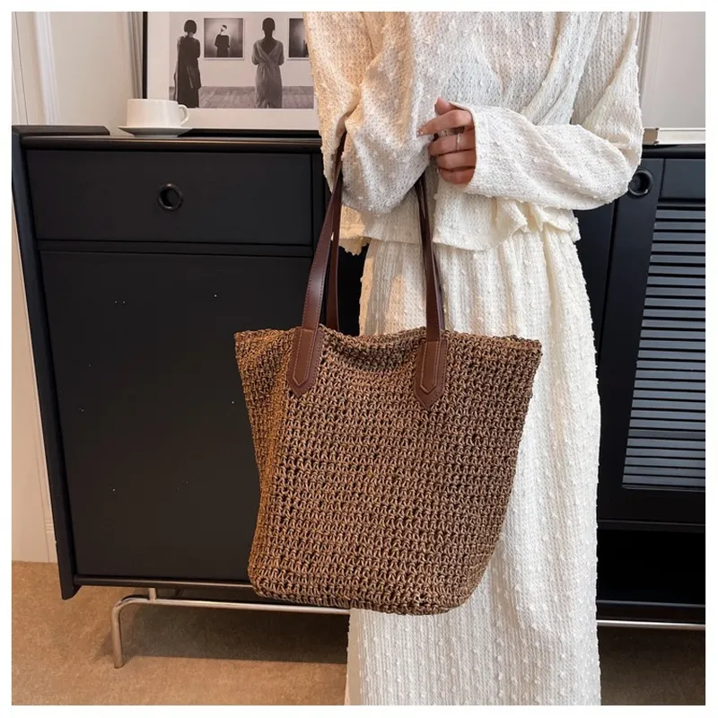 Women's handwoven straw tote b - Tote Bag Beach avis et prix